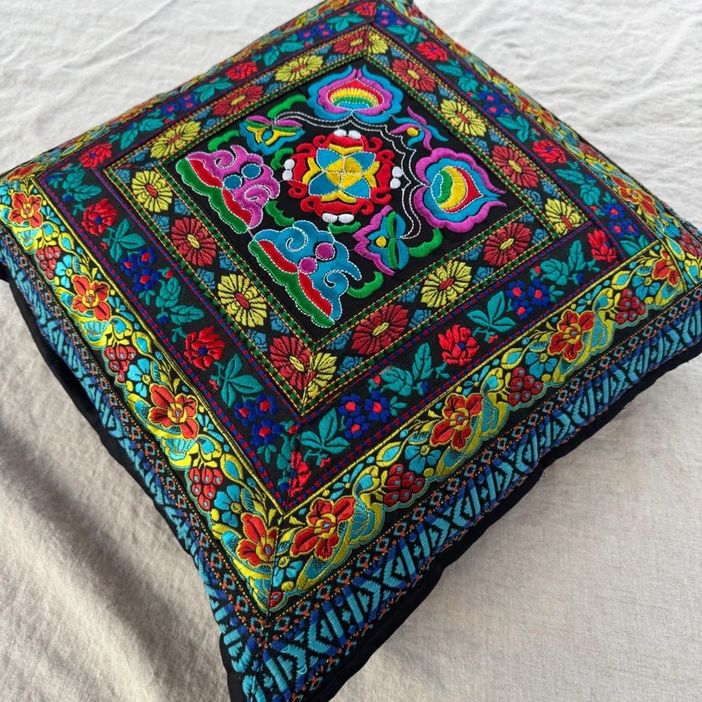 Vintage Miao Hmong Embroidered Pillow 17